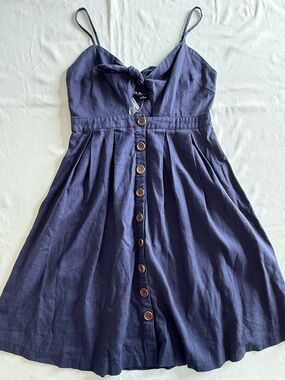 HYFVE Navy Blue Button-Front Sundress